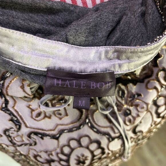 Hale Bob Beaded Top Ornate Gray Gold Velvet Whimsigoth Boho Eclectic Size Medium - Picture 11 of 13